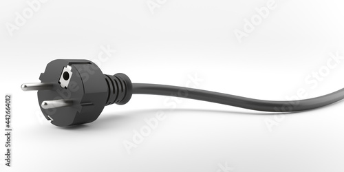 Electric plug on white background, 3d illustration photo