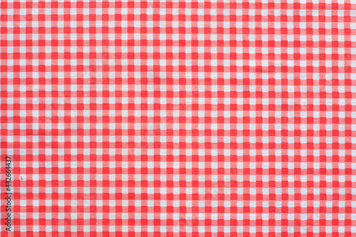 red and white checkered tablecloth texture background.