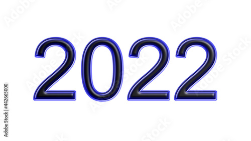 blue 2022 number 3d effect white background