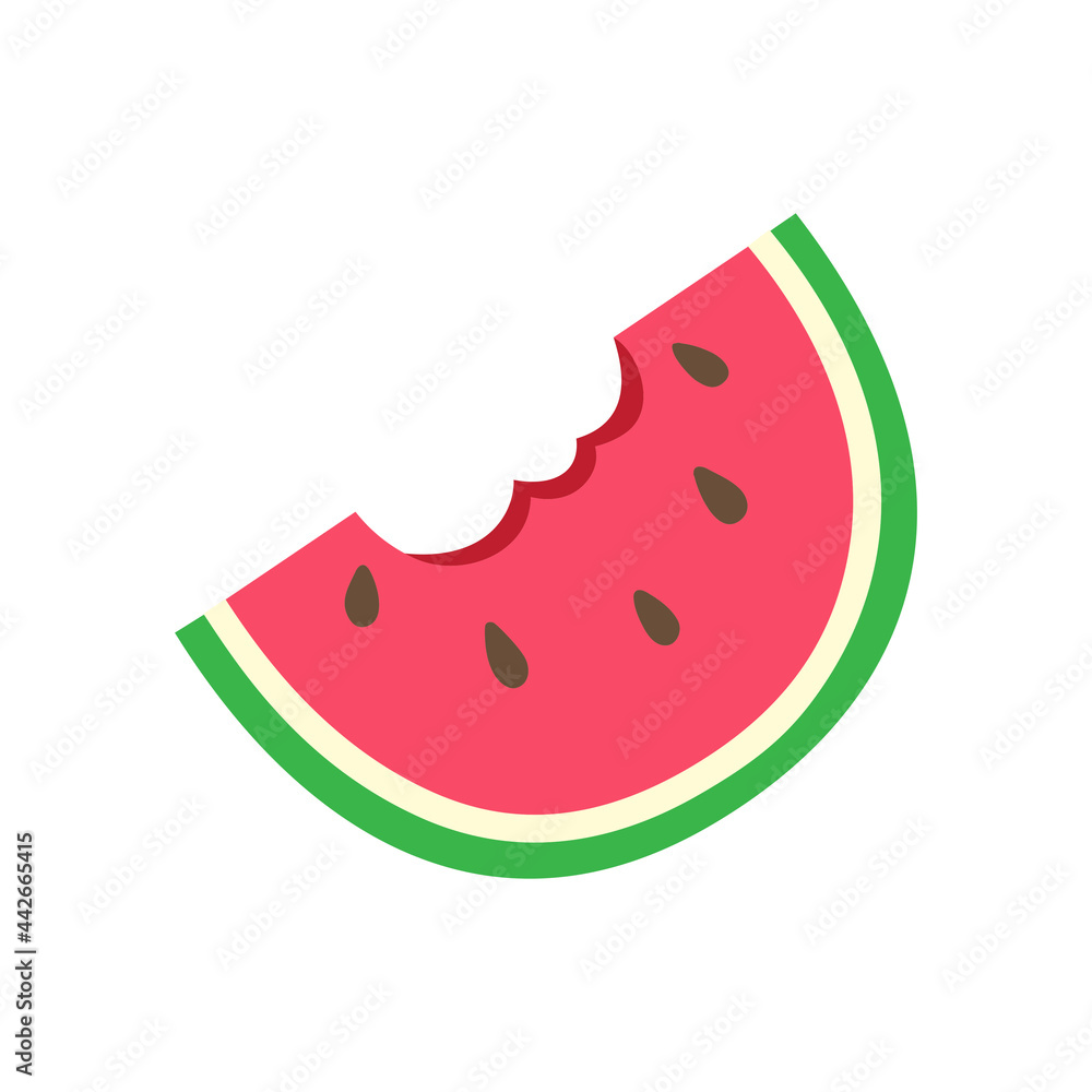 Fresh bitten watermelon slice on a white background. Fresh bitten watermelon slice on a white background.
