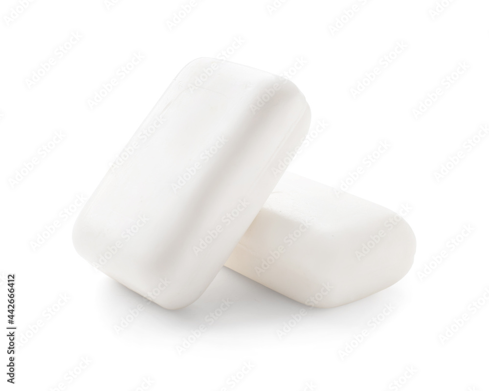 Soap bars on white background