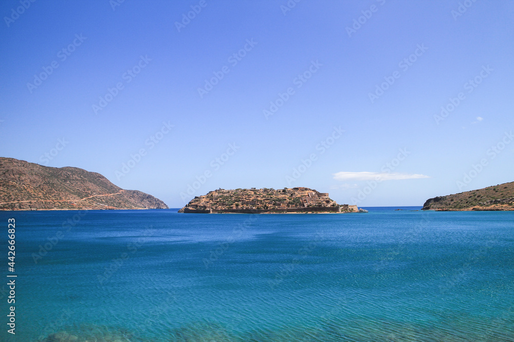 Abandoned old fortress and former leper colony, island Spinalonga, Crete, Greece.