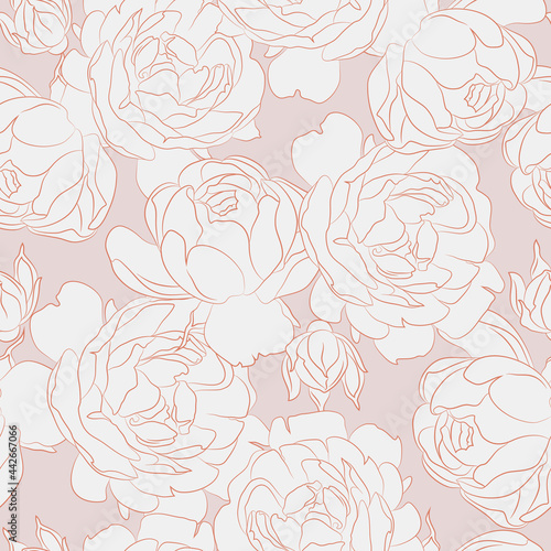 Roses Seamless pattern  vector floral illustration. Nature background
