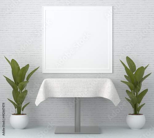 Living room wall photo frame with flower vase, 3D style