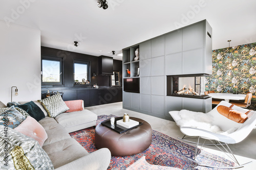 фотографія Bright living room in a modern luxury house