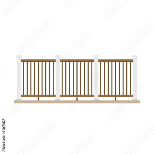Railing vector. Railing on white background. wallpaper. free space for text. copy space.
