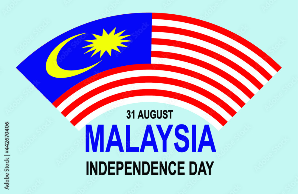 Greetings 31 August Malaysia Independence day with national flag illustration.