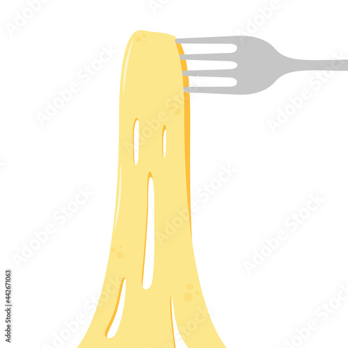 Cheese stretch vector. wallpaper. free space for text. copy space. background. fork vector.