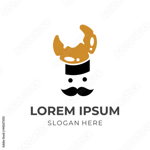 chef bakery logo template with flat orange and black color style