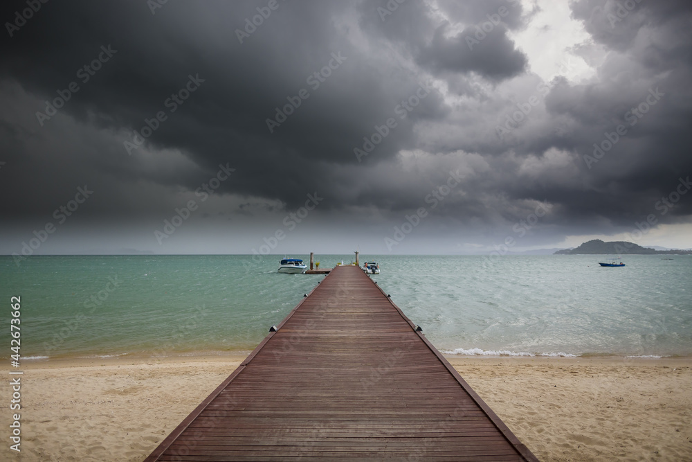 Obraz premium Beach Scene with Storm Approaching