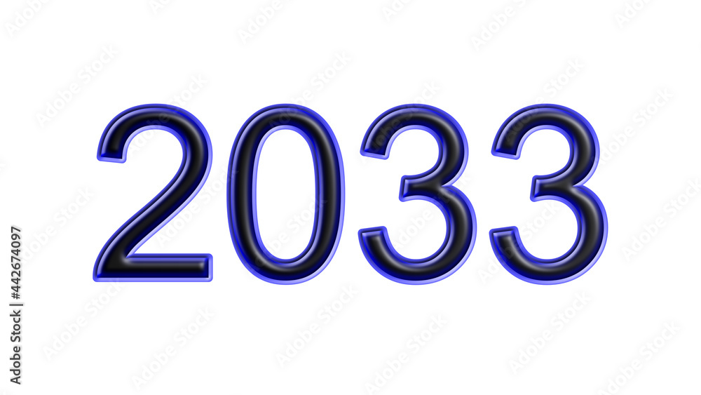 blue 2033 number 3d effect white background blue 2033 number 3d effect white background