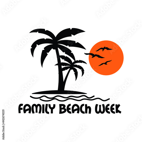 family beach week vector illustration design
