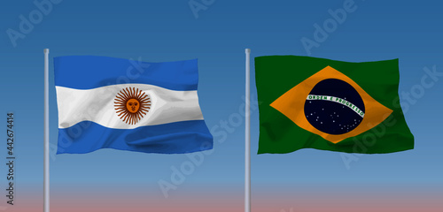 ブラジルとアルゼンチンの国旗