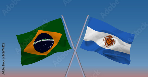 ブラジルとアルゼンチンの国旗