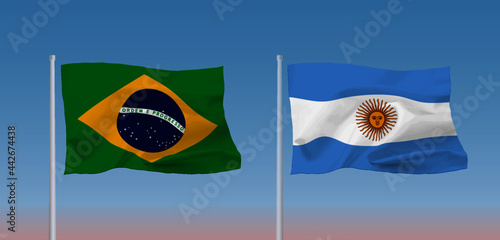 ブラジルとアルゼンチンの国旗