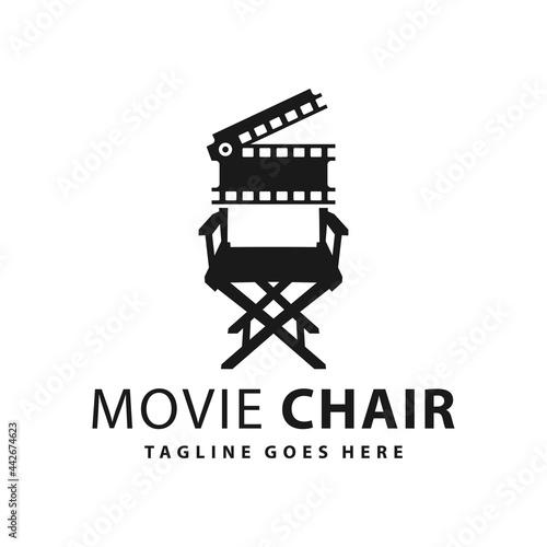 movie chair illustration logo design