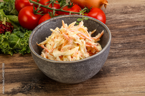 Vegetarian Cole slaw salad with cabbage photo