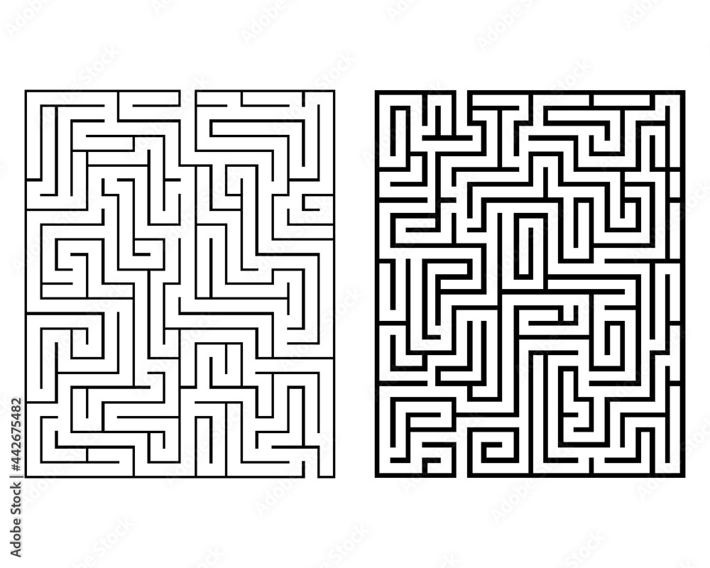 Rectangle black mazes isolated on white background