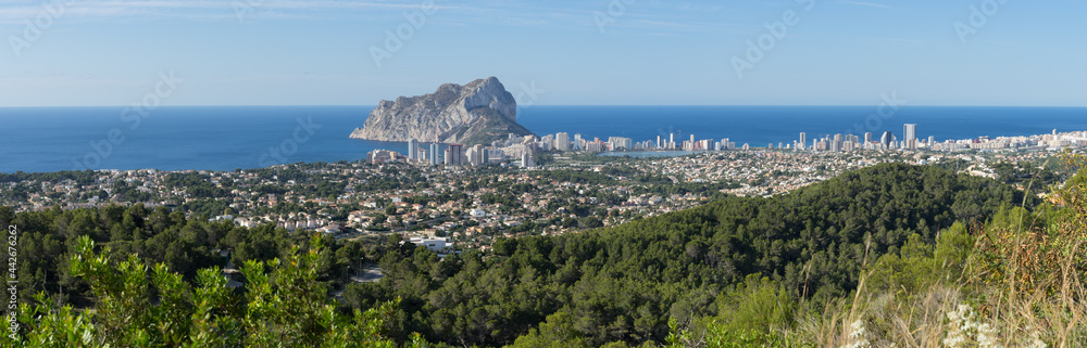 landscape panorama of calpe and the mediterranean sea in spain