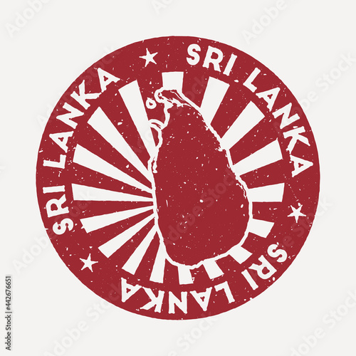 Sri Lanka stamp. Travel red rubber stamp with the map of country, vector illustration. Can be used as insignia, logotype, label, sticker or badge of the Sri Lanka.