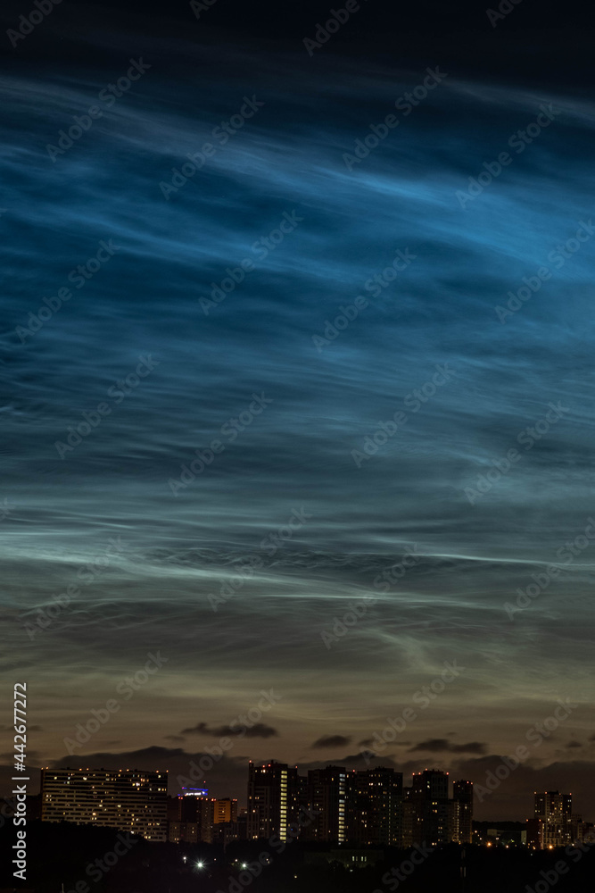 Silver clouds. Noctilucent clouds are bright cloudlike atmospheric phenomena visible in a deep twilight. They are the highest clouds in the Earth's atmosphere.