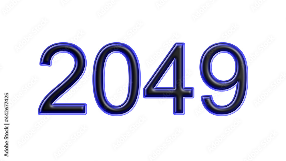 blue 2049 number 3d effect white background