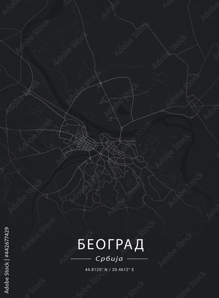 Map of Belgrade, Serbia