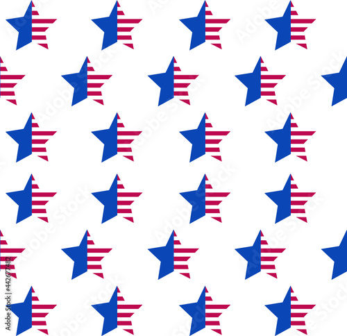 This is a patriotic seamless pattern for the 4th July. Happy independence textures. This is a holiday geometric print with stars, stripes.