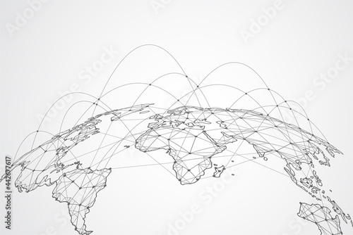 Global network connection. World map point and line composition concept of global business. Vector Illustration