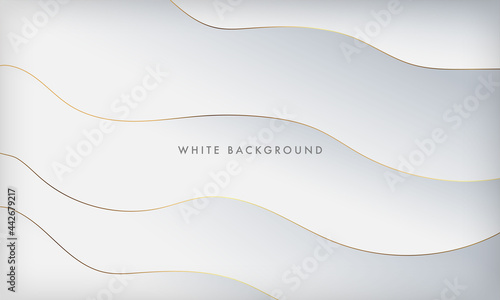 Modern abstract light silver background. Elegant wavy golden line effect. Vector illustration.