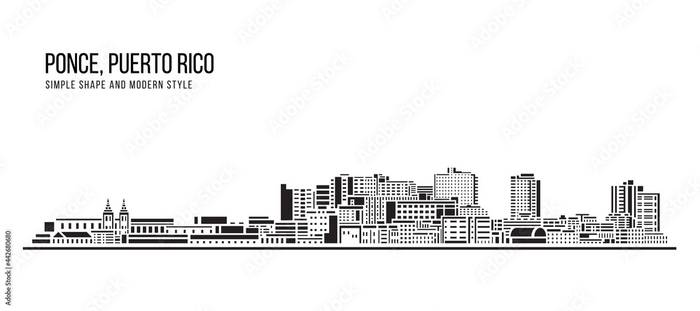 Cityscape Building Abstract Simple shape and modern style art Vector design - Ponce city Cityscape Building Abstract Simple shape and modern style art Vector design - Ponce city