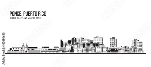 Bild auf Leinwand Cityscape Building Abstract Simple shape and modern style art Vector design -  P