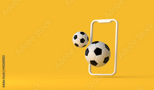 Fotografija Smartphone with football soccer ball