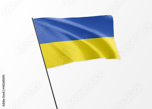Obraz na plátne Ukraine flag flying high in the isolated background Ukraine independence day