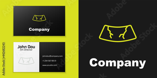 Logotype line Broken windshield cracked glass icon isolated on black background. Logo design template element. Vector