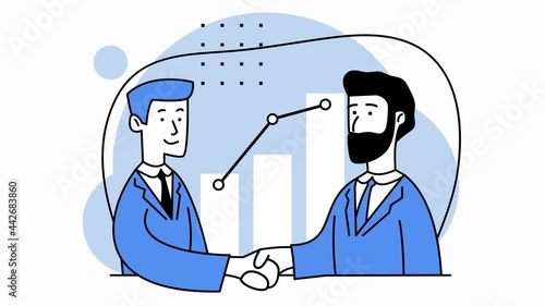 Wallpaper Mural Agreement, cooperation, presentation, development strategy, trend. Business teamwork concept illustrations. Handshake. Two are shaking hands.2d flat animation style in shades of blue. Seamless looping Torontodigital.ca