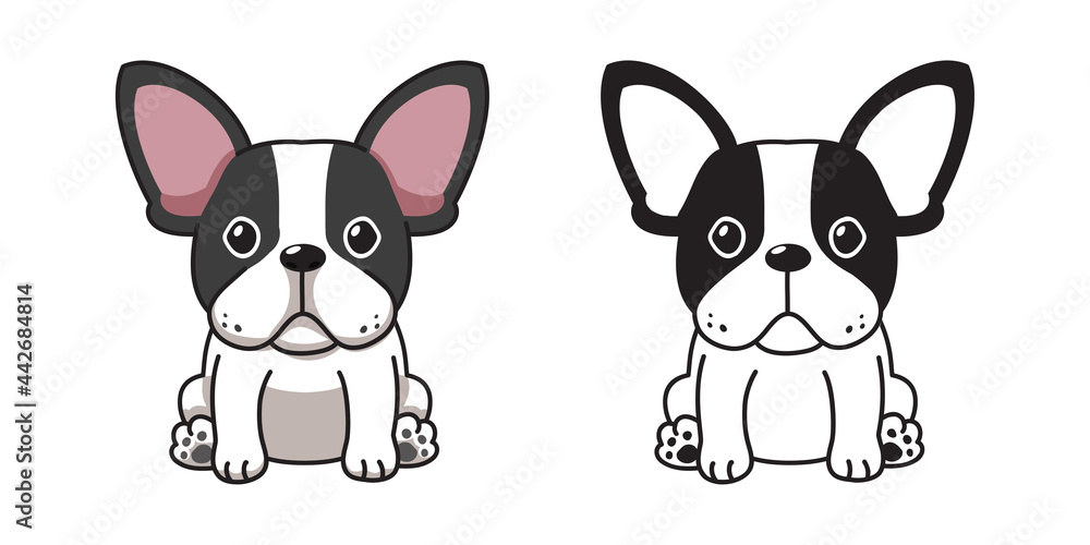 Vector cartoon set of French Bulldog for design. Vector cartoon set of French Bulldog for design.
