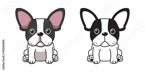 Vector cartoon set of French Bulldog for design.