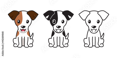Vector cartoon set of jack russell terrier dog for design.