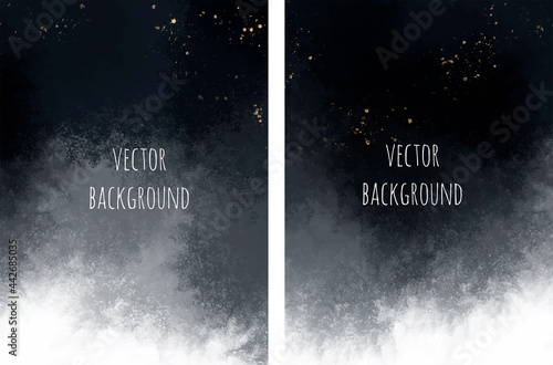Set of vector watercolour universal backgrounds with glitter and copy space for text	