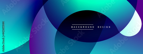 Abstract overlapping lines and circles geometric background with gradient colors