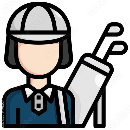 Golf Elements_Golf caddy filled outline icon,linear,outline,graphic,illustration