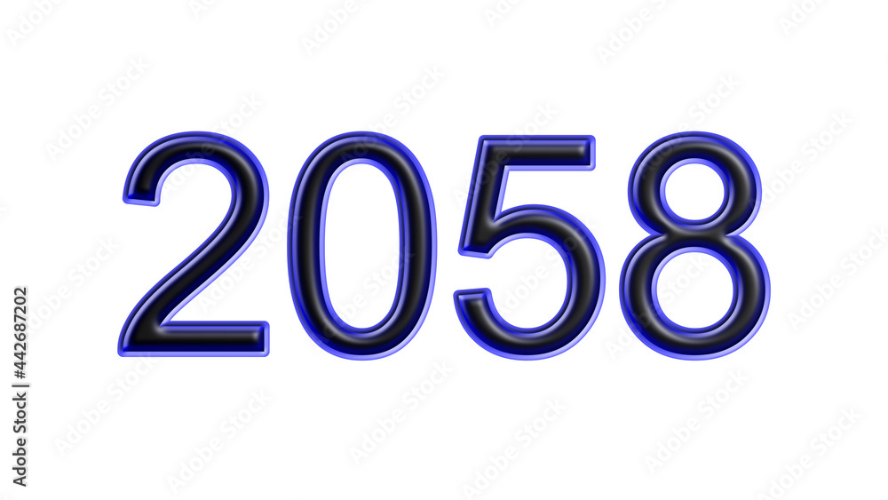 blue 2058 number 3d effect white background blue 2058 number 3d effect white background