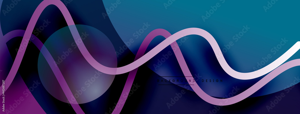 Abstract gradient background with wave line with shadow effect. Geometric composition. 3D shadow effects and fluid gradients Abstract gradient background with wave line with shadow effect. Geometric composition. 3D shadow effects and fluid gradients