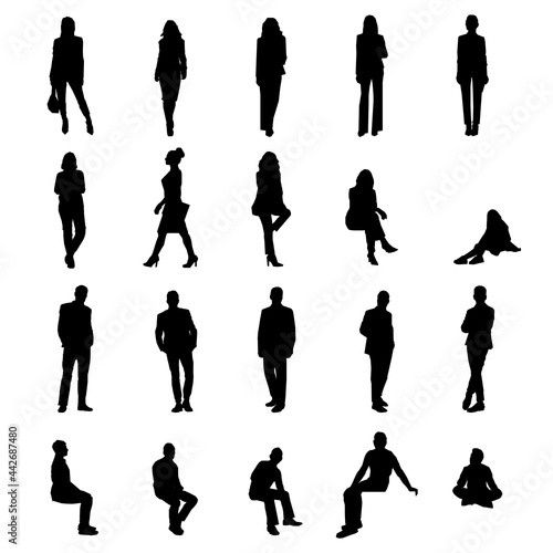 Vector set of office staff silhouettes