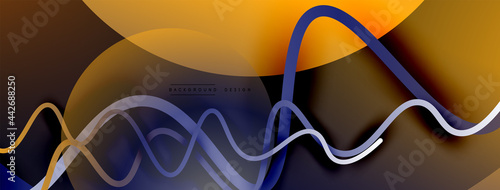 Abstract gradient background with wave line with shadow effect. Geometric composition. 3D shadow effects and fluid gradients