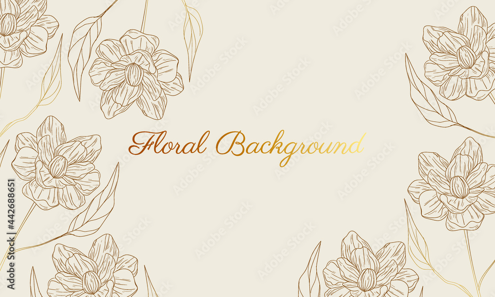 hand drawn golden floral background hand drawn golden floral background
