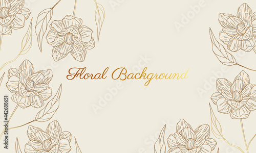 Wallpaper Mural hand drawn golden floral background Torontodigital.ca