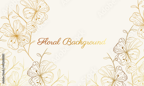 hand drawn golden floral background