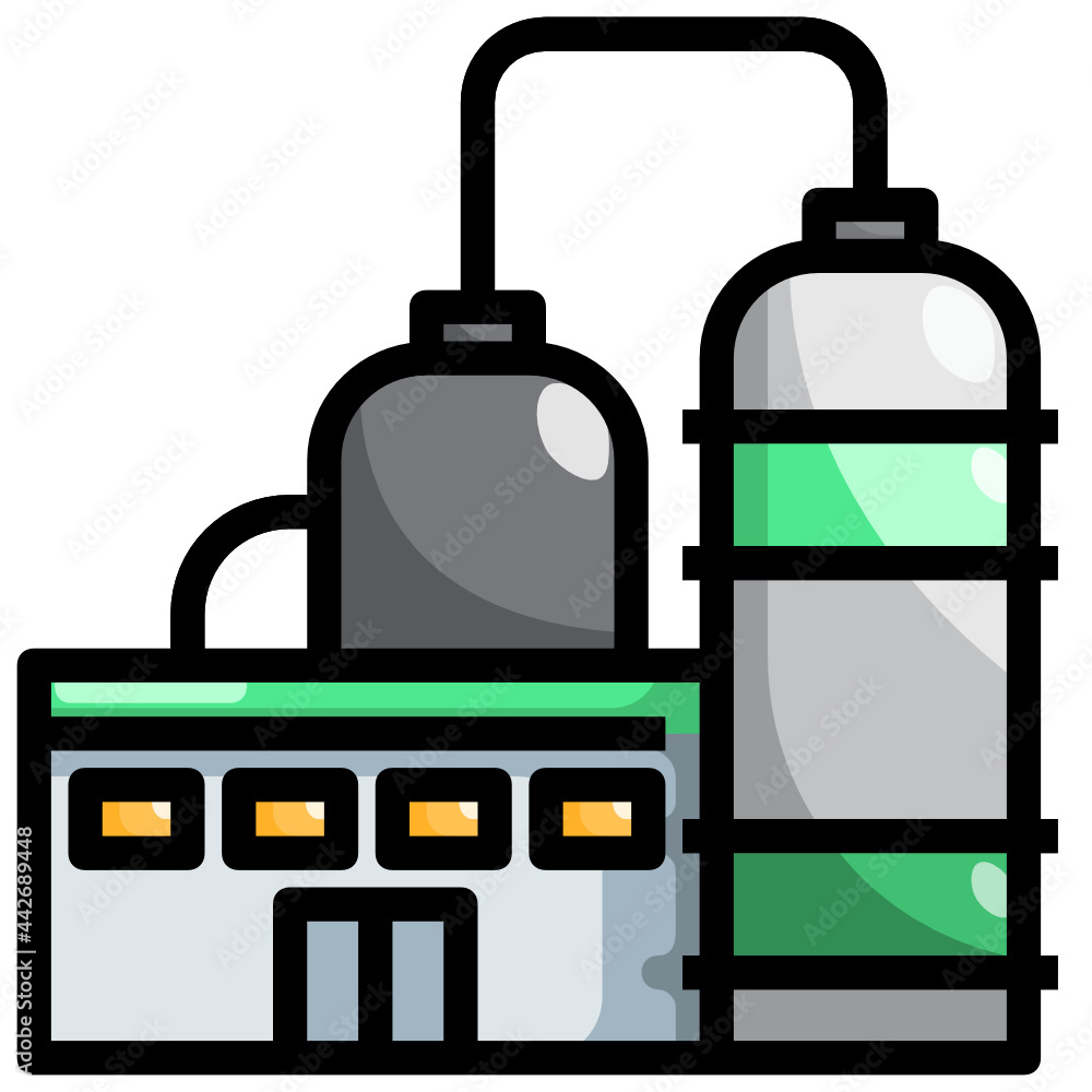 Obraz premium Industry_Refinery Plant filled outline icon,linear,outline,graphic,illustration